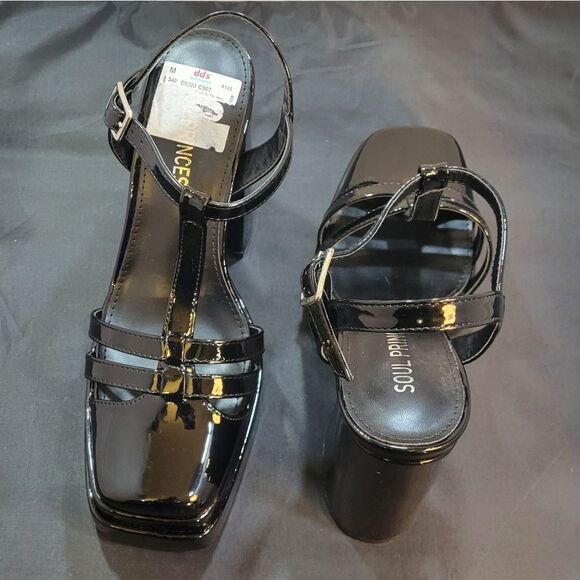 BRAND NEW SOUL PRINCESS PLAIN PLATFORM ANKLE CURVE WIDE HIGH HEEL   SANDAL S2 - Picture 7 of 16